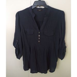Cocomo Woman Navy 3/4 Length Flowy Shirt